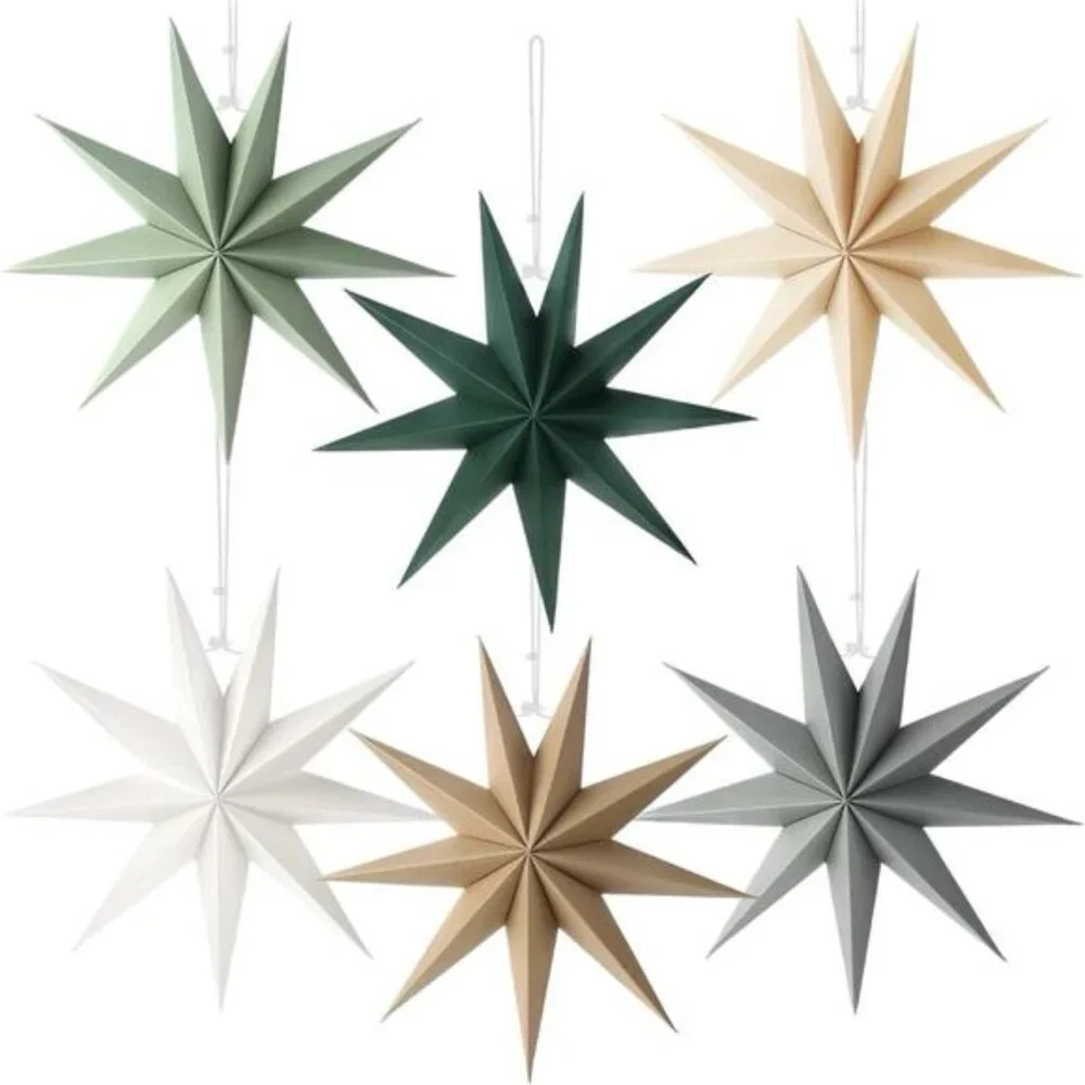 NEW West Elm 6 Piece Boho Pointed Star Christmas Tree Ornaments Set Boho - 12